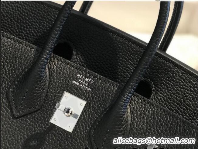 Inexpensive Hermes Birkin 25cm Bag in Togo Calfskin H25 Black/Silver