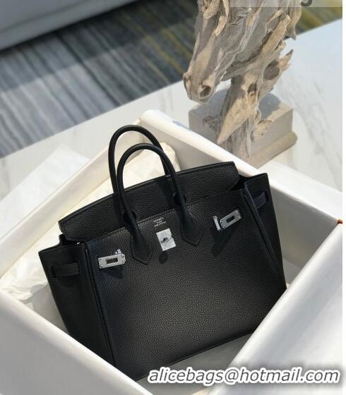 Inexpensive Hermes Birkin 25cm Bag in Togo Calfskin H25 Black/Silver