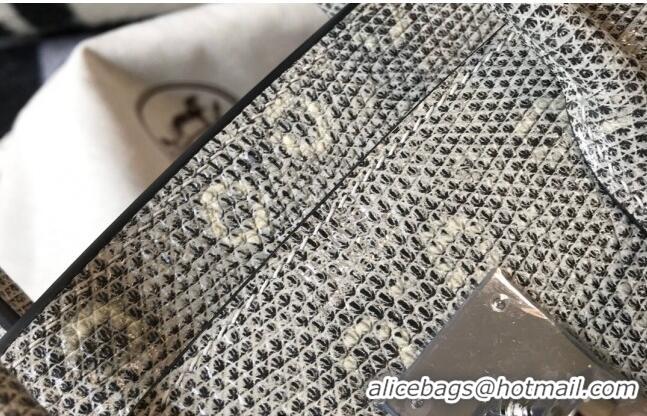 Well Crafted Hermes Birkin 25cm Bag in Lizard Embossed Calf Leather H25 Grey/White/Silver