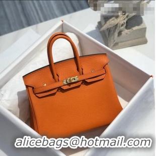 Shop Grade Hermes Birkin 25cm Bag in Togo Calfskin H25 Orange/Gold