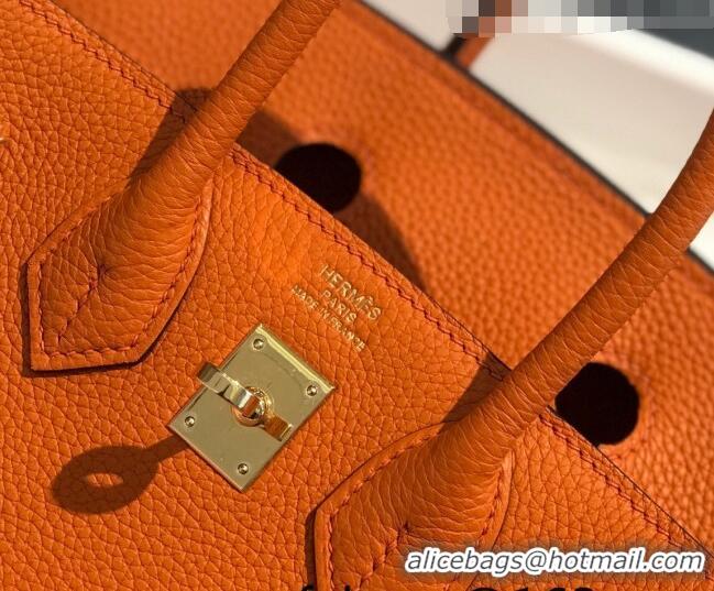 Shop Grade Hermes Birkin 25cm Bag in Togo Calfskin H25 Orange/Gold