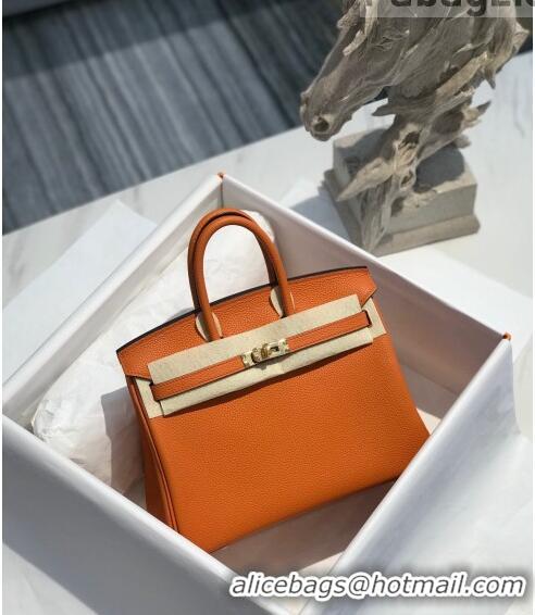 Super Quality Hermes Birkin 25cm Bag in Togo Calfskin H25 Orange/Gold