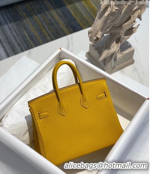 Low Cost Hermes Birkin 25cm Bag in Togo Calfskin H25 Jaune Amber Yellow/Gold