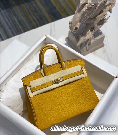 Low Cost Hermes Birkin 25cm Bag in Togo Calfskin H25 Jaune Amber Yellow/Gold