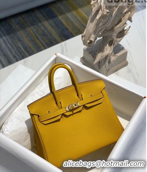 Low Cost Hermes Birkin 25cm Bag in Togo Calfskin H25 Jaune Amber Yellow/Gold