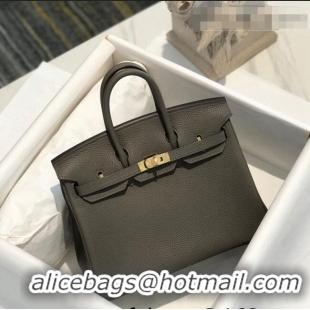 New Product Hermes Birkin 25cm Bag in Togo Calfskin H25 Tinware Grey/Gold