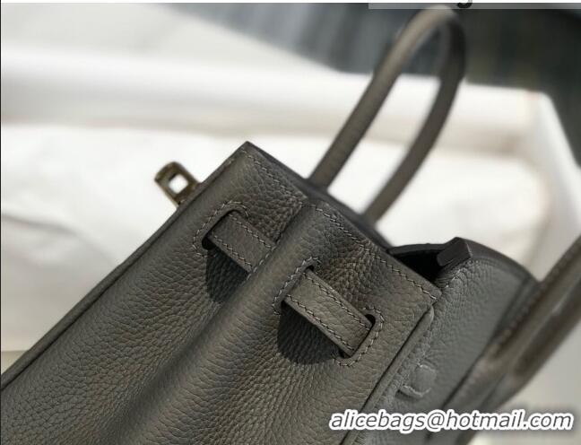 New Product Hermes Birkin 25cm Bag in Togo Calfskin H25 Tinware Grey/Gold