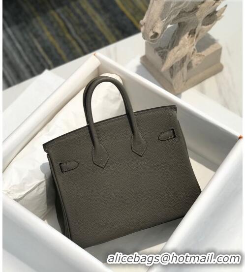 New Product Hermes Birkin 25cm Bag in Togo Calfskin H25 Tinware Grey/Gold