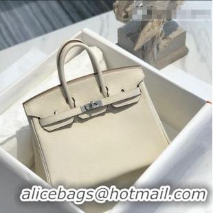 Good Looking Hermes Birkin 25cm Bag in Togo Calfskin H25 White/Silver