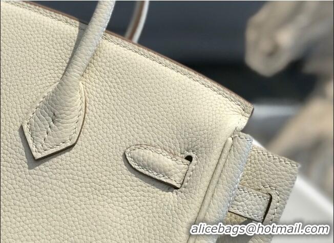 Good Looking Hermes Birkin 25cm Bag in Togo Calfskin H25 White/Silver