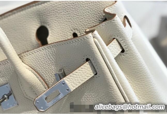 Good Looking Hermes Birkin 25cm Bag in Togo Calfskin H25 White/Silver