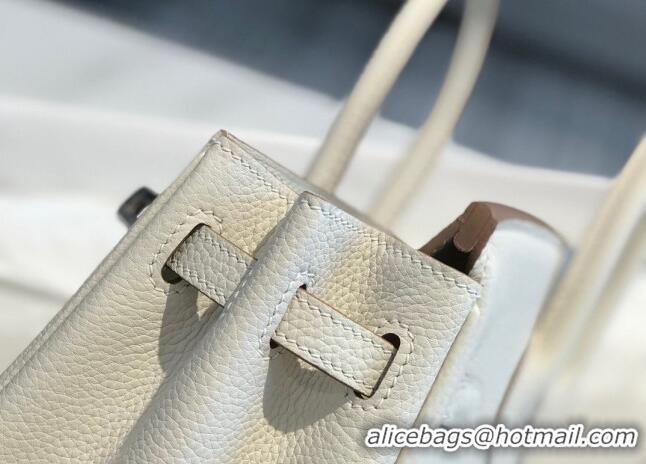 Good Looking Hermes Birkin 25cm Bag in Togo Calfskin H25 White/Silver