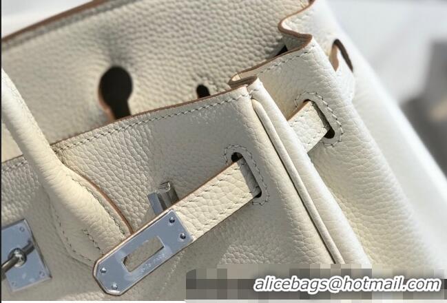 Good Looking Hermes Birkin 25cm Bag in Togo Calfskin H25 White/Silver