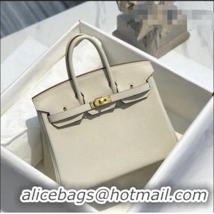 Top Quality Hermes Birkin 25cm Bag in Togo Calfskin H25 White/Gold