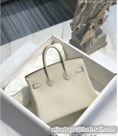 Top Quality Hermes Birkin 25cm Bag in Togo Calfskin H25 White/Gold