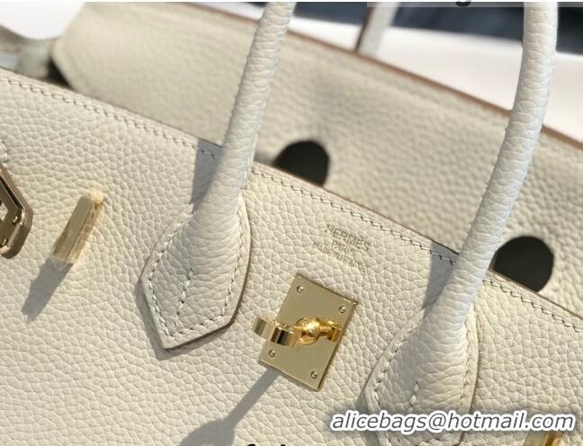 Top Quality Hermes Birkin 25cm Bag in Togo Calfskin H25 White/Gold