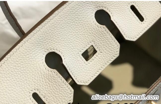 Top Quality Hermes Birkin 25cm Bag in Togo Calfskin H25 White/Gold