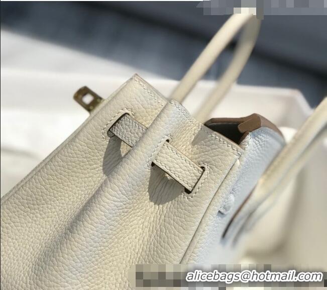 Top Quality Hermes Birkin 25cm Bag in Togo Calfskin H25 White/Gold