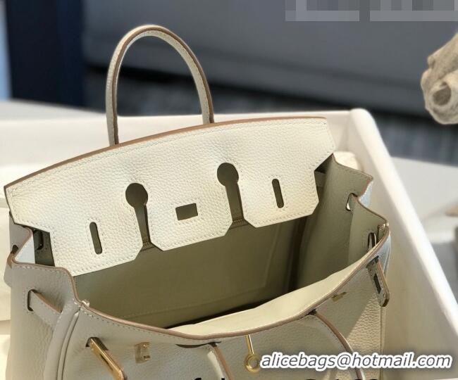 Top Quality Hermes Birkin 25cm Bag in Togo Calfskin H25 White/Gold