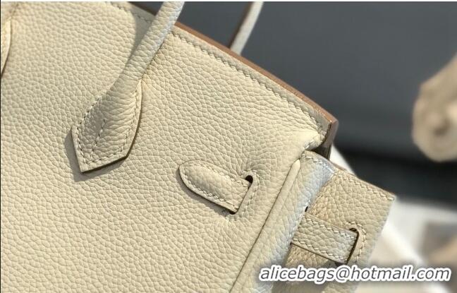 Top Quality Hermes Birkin 25cm Bag in Togo Calfskin H25 White/Gold