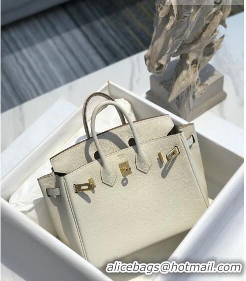 Top Quality Hermes Birkin 25cm Bag in Togo Calfskin H25 White/Gold