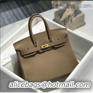 Traditional Grade Hermes Birkin 25cm Bag in Togo Calfskin H25 Coat Grey/Gold