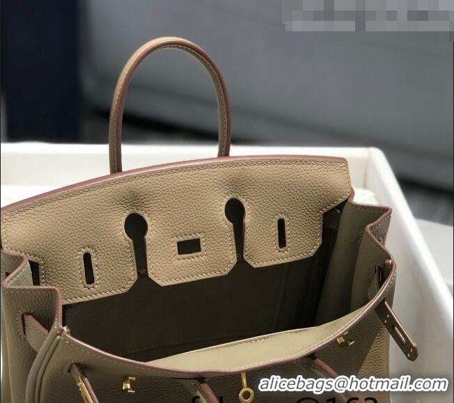 Traditional Grade Hermes Birkin 25cm Bag in Togo Calfskin H25 Coat Grey/Gold