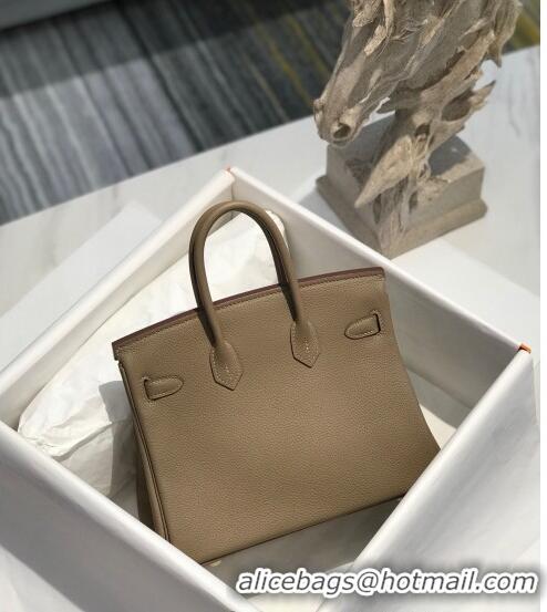 Traditional Grade Hermes Birkin 25cm Bag in Togo Calfskin H25 Coat Grey/Gold