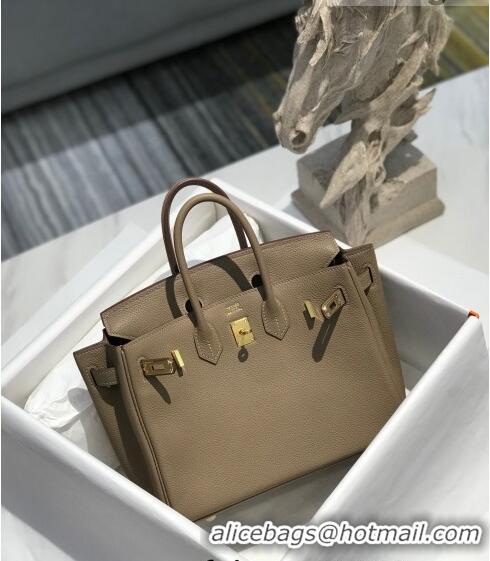 Traditional Grade Hermes Birkin 25cm Bag in Togo Calfskin H25 Coat Grey/Gold