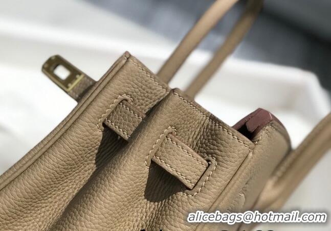 Traditional Grade Hermes Birkin 25cm Bag in Togo Calfskin H25 Coat Grey/Gold