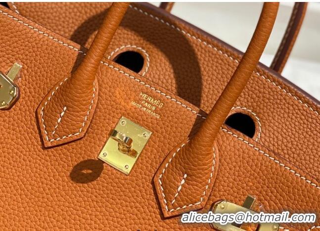 Famous Brand Hermes Birkin 25cm Bag in Togo Calfskin H25 Brown/Gold