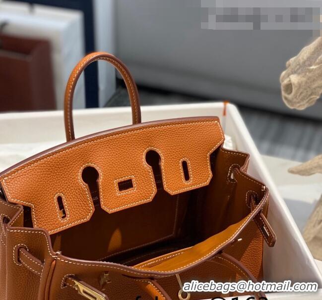 Famous Brand Hermes Birkin 25cm Bag in Togo Calfskin H25 Brown/Gold