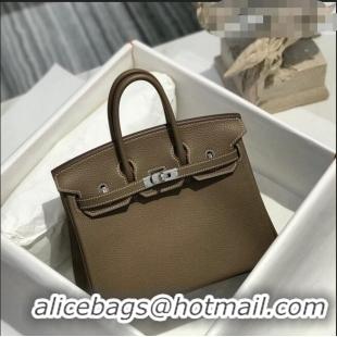 Grade Quality Hermes Birkin 25cm Bag in Togo Calfskin JEtoupe H25 Elephant Grey/Silver