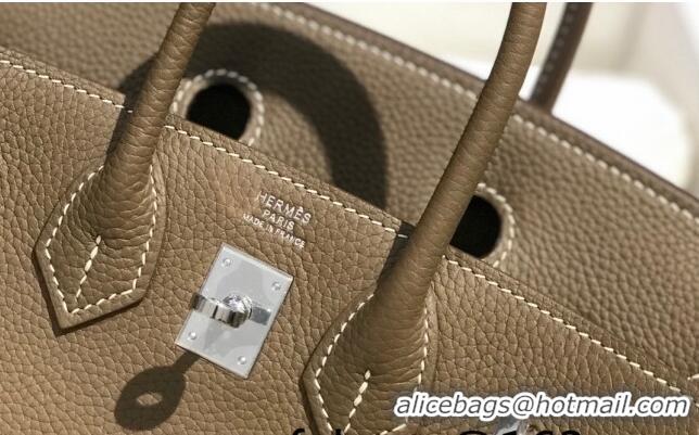 Grade Quality Hermes Birkin 25cm Bag in Togo Calfskin JEtoupe H25 Elephant Grey/Silver