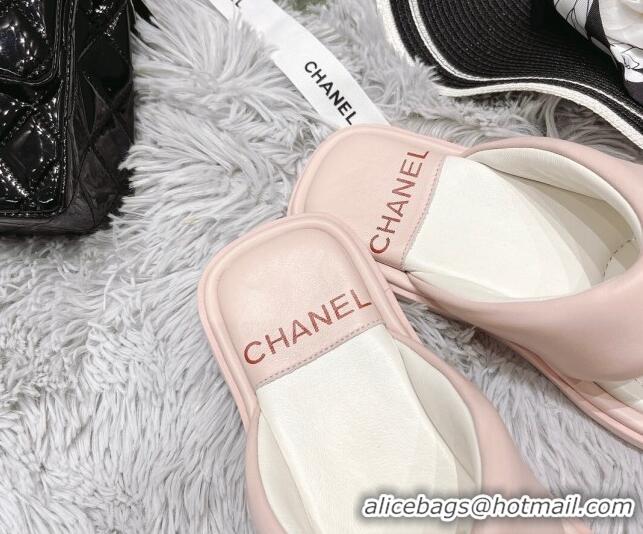 Stylish Chanel Lambskin Flat Thong Sandals Pink 0426100