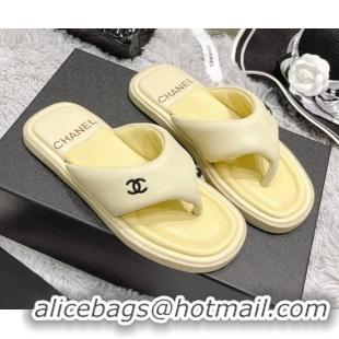 Pretty Style Chanel Lambskin Flat Thong Sandals Yellow 0426101