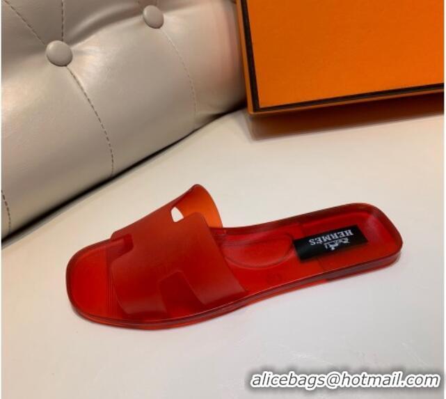 Best Price Hermes PVC Classic Flat Slide Sandals Red 0422124