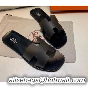 Purchase Hermes PVC Classic Flat Slide Sandals Black 0422125