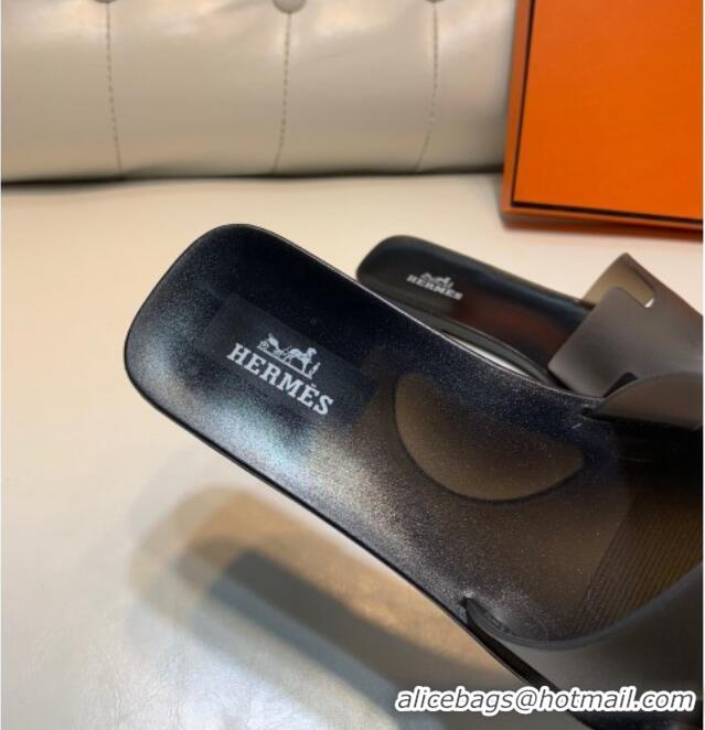 Purchase Hermes PVC Classic Flat Slide Sandals Black 0422125