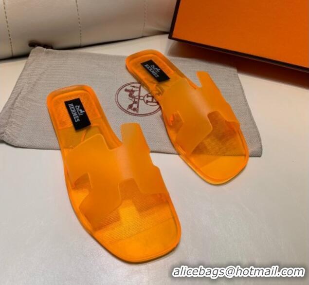 Low Price Hermes PVC Classic Flat Slide Sandals Orange 0422126