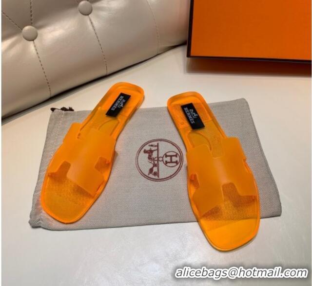 Low Price Hermes PVC Classic Flat Slide Sandals Orange 0422126