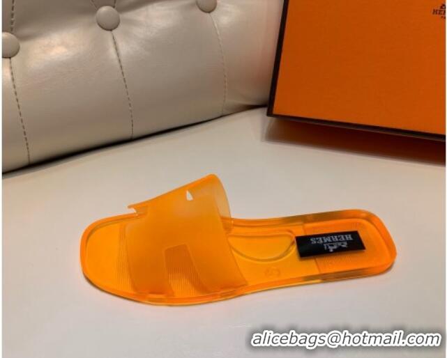 Low Price Hermes PVC Classic Flat Slide Sandals Orange 0422126