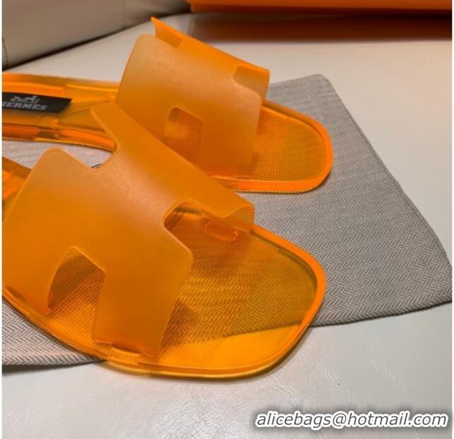 Low Price Hermes PVC Classic Flat Slide Sandals Orange 0422126