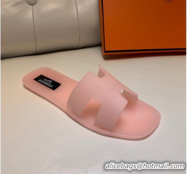 Grade Quality Hermes PVC Classic Flat Slide Sandals Light Pink 0422127