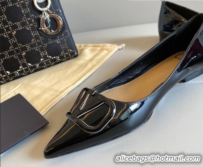 Low Price Valentino VLogo Patent Leather Ballerinas Flat Black 042652