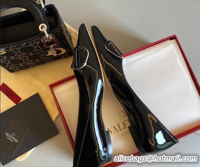 Low Price Valentino VLogo Patent Leather Ballerinas Flat Black 042652