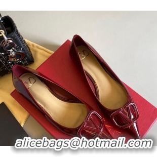 Best Price Valentino VLogo Patent Leather Ballerinas Flat Burgundy 042653