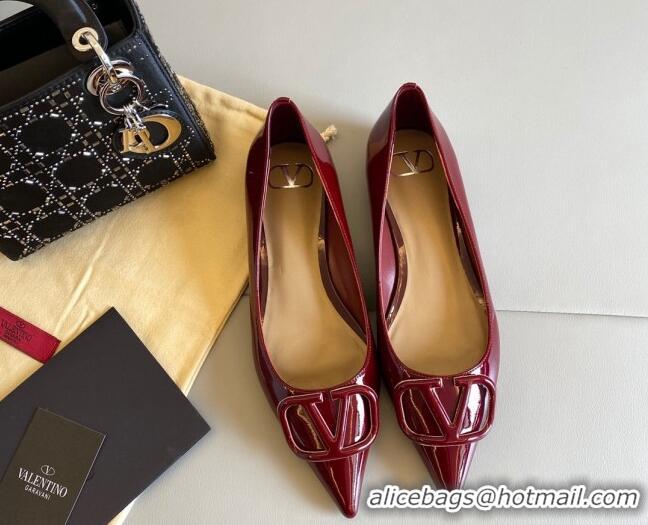 Best Price Valentino VLogo Patent Leather Ballerinas Flat Burgundy 042653