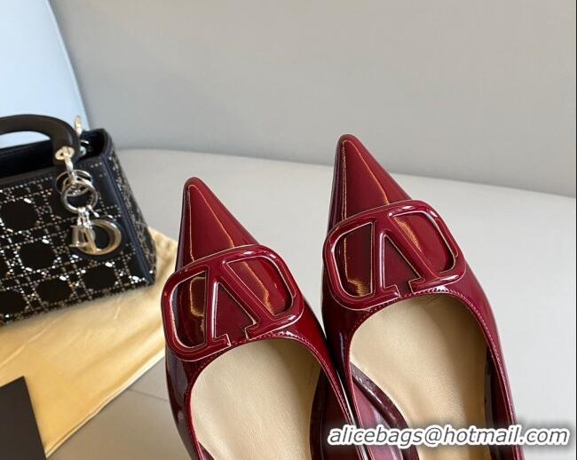 Best Price Valentino VLogo Patent Leather Ballerinas Flat Burgundy 042653