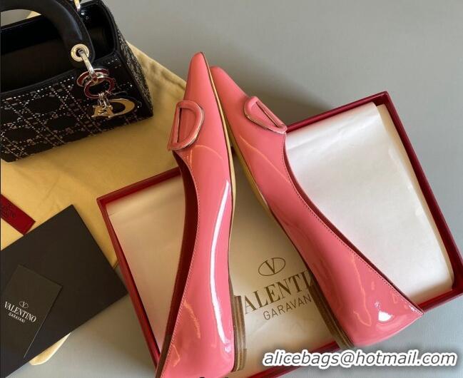 Good Looking Valentino VLogo Patent Leather Ballerinas Flat Pink 042655